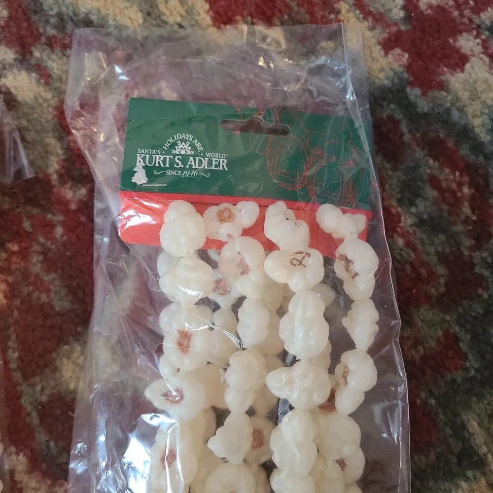 Kurt Adler Plastic Popcorn 9' Christmas String Garland Set of 3 NEW